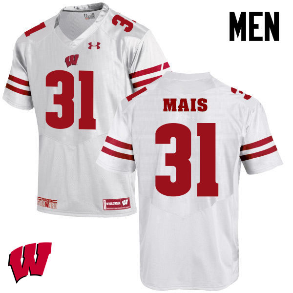 Men Winsconsin Badgers #31 Tyler Mais College Football Jerseys-White - Click Image to Close